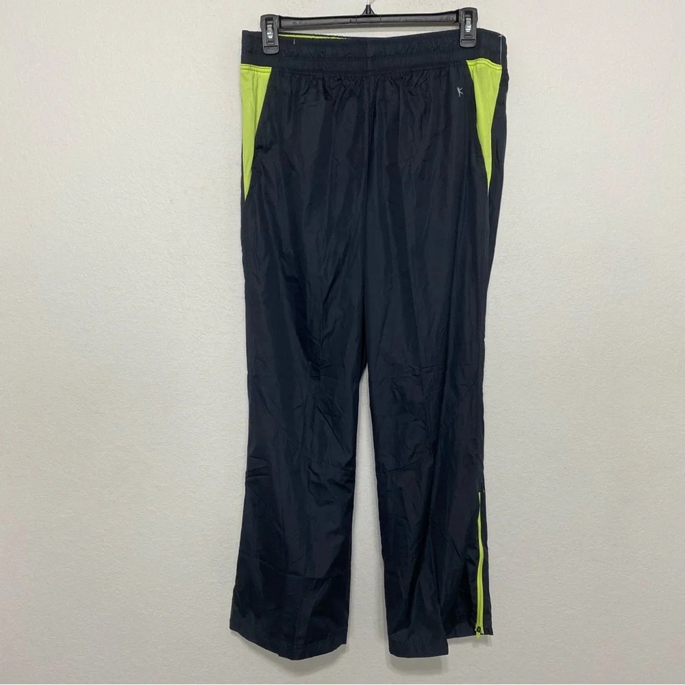 Danskin Now Green Black Elastic Waistband Leg Zipper Pull On Track Pants Size L